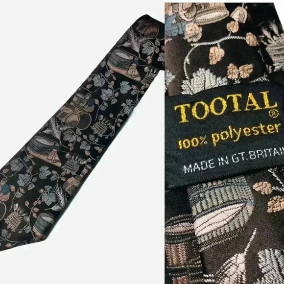 Vintage TOOTAL Brown Leaves Harvest Polyester Neck Tie (3.5”W x 55”L Britain - Picture 1 of 6